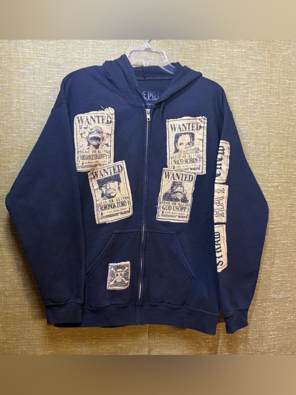 One Piece Wanted Poster Zip-Up Hoodie Medium Hot Topic